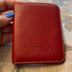 Coach red leather credit card holder